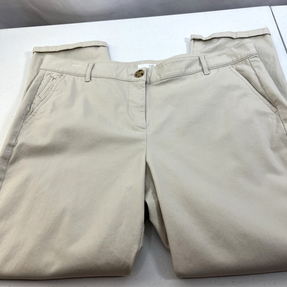 J. Jill Women's Basic Crop Stretch Pants Cream White Preppy Size 16 Petite